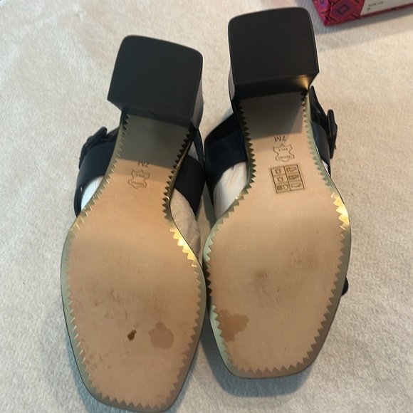 Tory Burch Women Tory Burch Delaney embellished heel sandal. Navy. Size 7